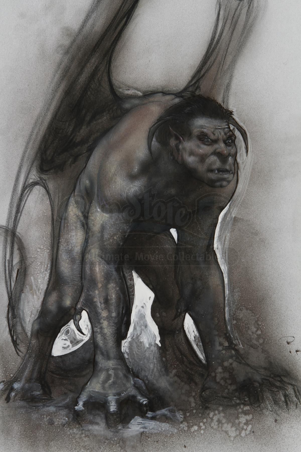 A charcoal sketch of a beasty gargoyle