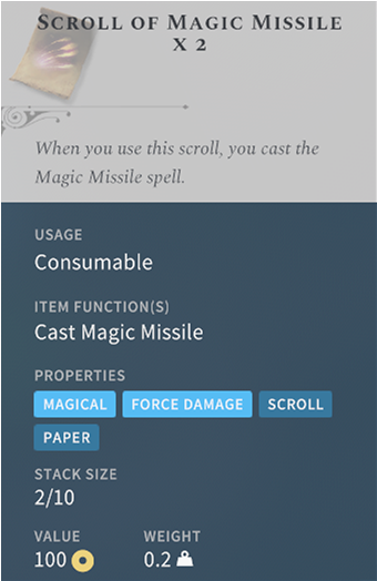 Solasta-Scroll-of-Magic-Missile