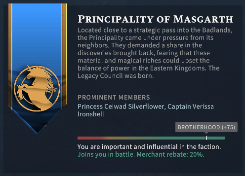 Solasta Principality of Masgarth Reputation