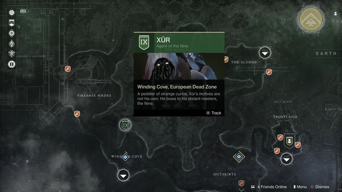 Xur in the EDZ in Destiny 2