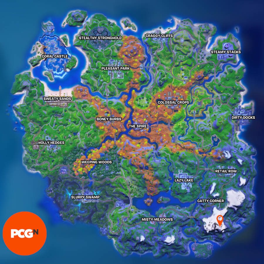 The location of Fortnite tallest mountain.