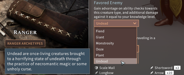 Solasta Undead Favored Enemy