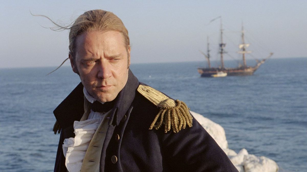 Russell Crowe gazing at the sea in Master and Commander: The Far Side of the World