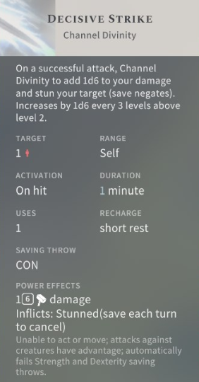 Solasta Channel Divinity Decisive Strike