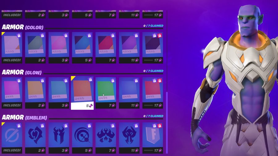 The orange armour glow of the Kymera alien in Fortnite