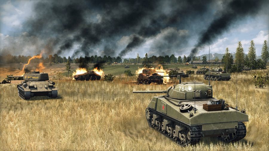 Some tanks are on fire in Steel Division 2; one of the best tank games on PC