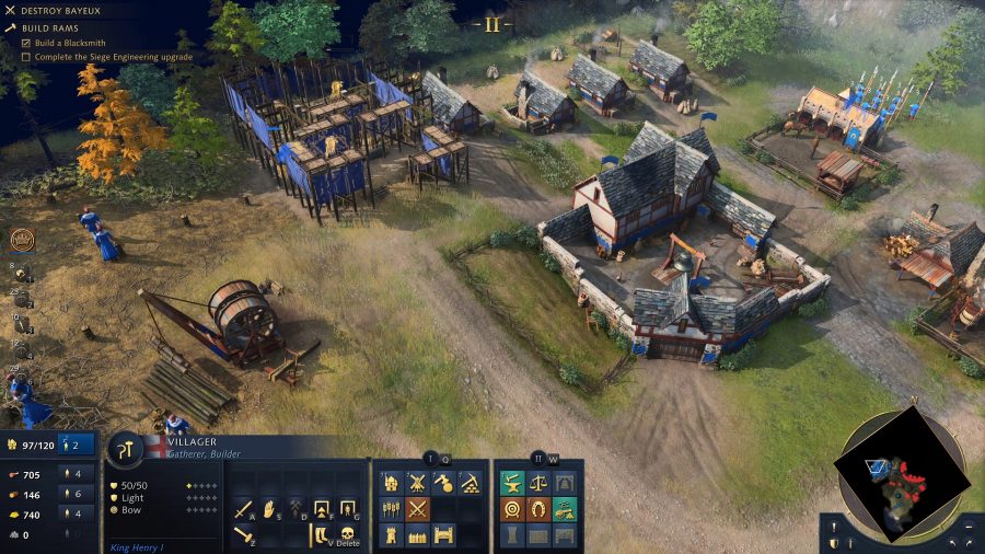 age of empires 4 campaign gameplay showing base building