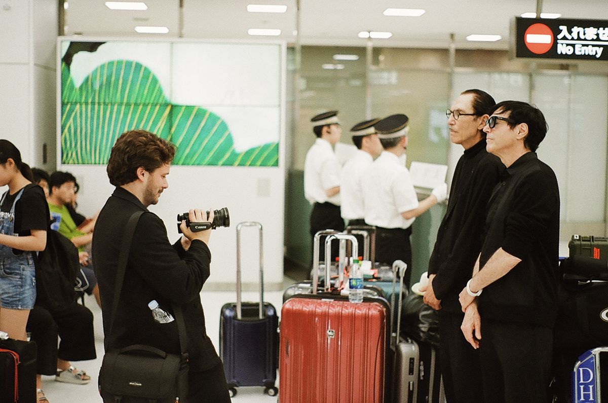 Edgar Wright films Ron and Russell Mael in an airport in The Sparks Brothers