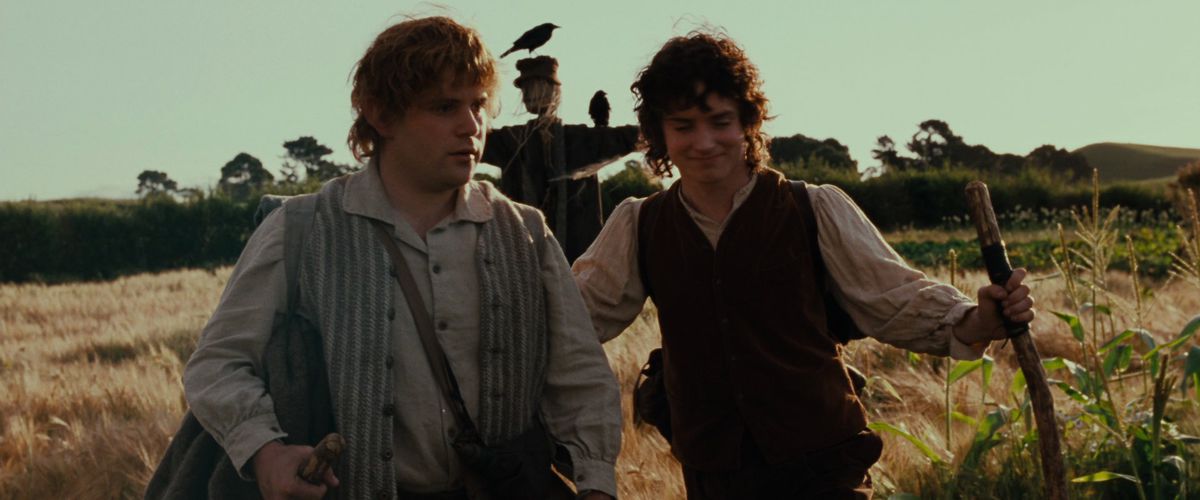 With Frodo, Sam takes his first steps out of the Shire in The Fellowship of the Ring.