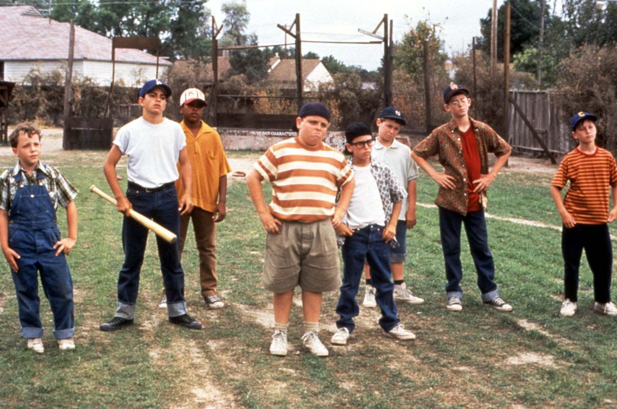 The assembled sandlot baseball team.