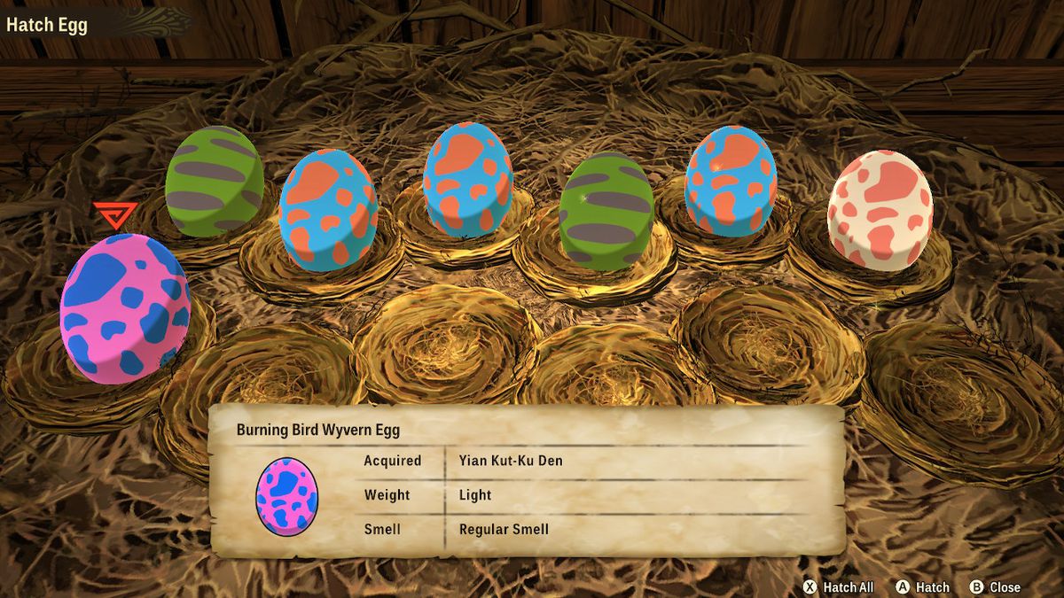 A bunch of colorful eggs in Monster Hunter Stories 2: Wings of Ruin