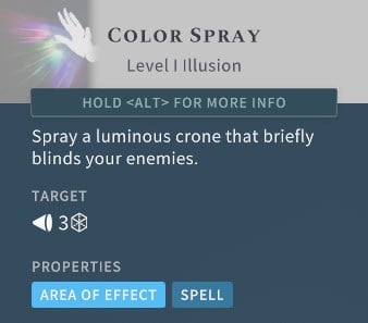 Solasta Color Spray Spell