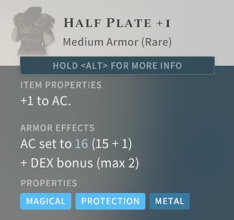 Solasta Half Plate +1 Medium Armor