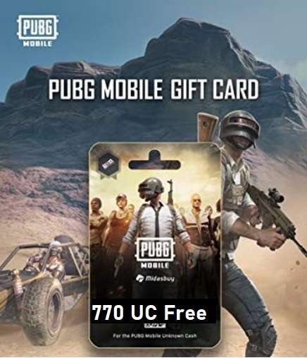 Free PUBG Mobile 770 UC Gift Card