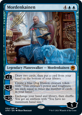 Mordenkainen, legendary Planeswalker card.