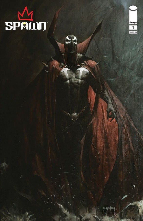 Spawn looms on the cover of King Spawn #1 (2023). 