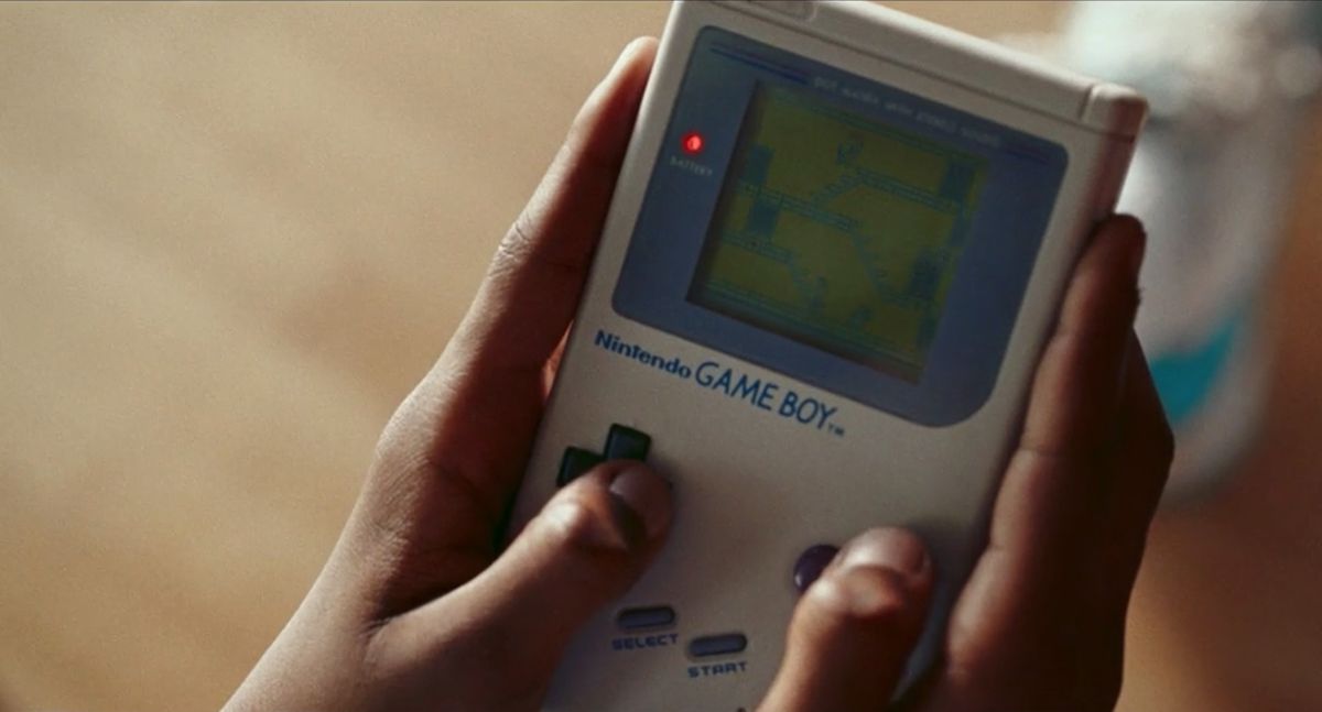 A shot of a Game Boy playing Bugs Bunny from Space Jam: A New Legacy