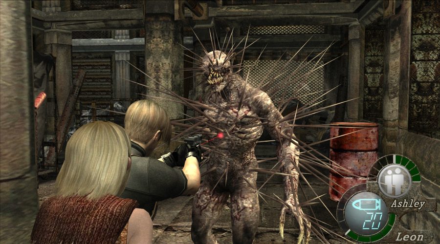 Ashley and Leon facing down a spikey zombie