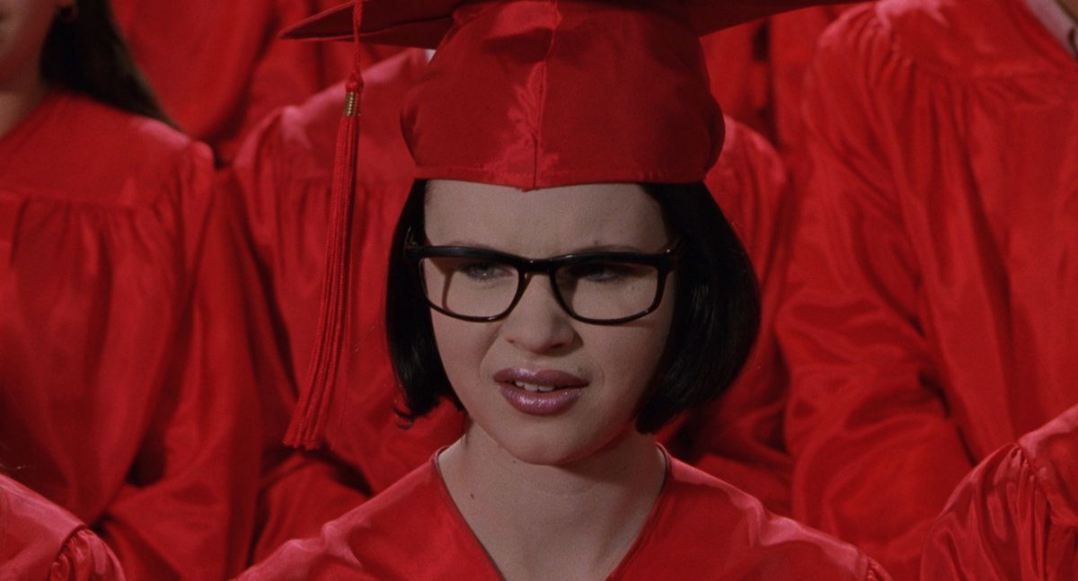 Thora Brich in a red cap and gown in Ghost World