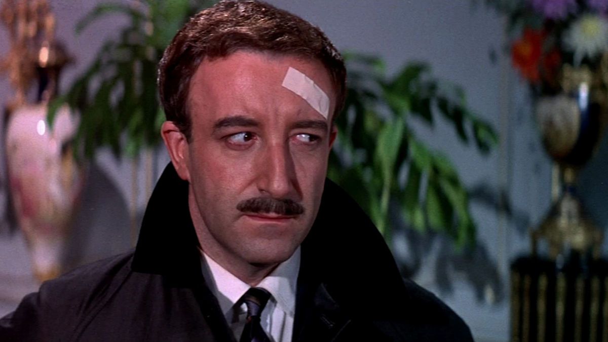 A Shot in the Dark: Peter Sellers gives a side eye with a bandage on this head