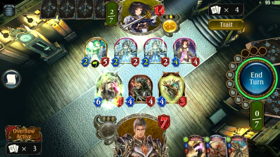 A fantastical, anime style battle in Shadowverse, one of the best card games