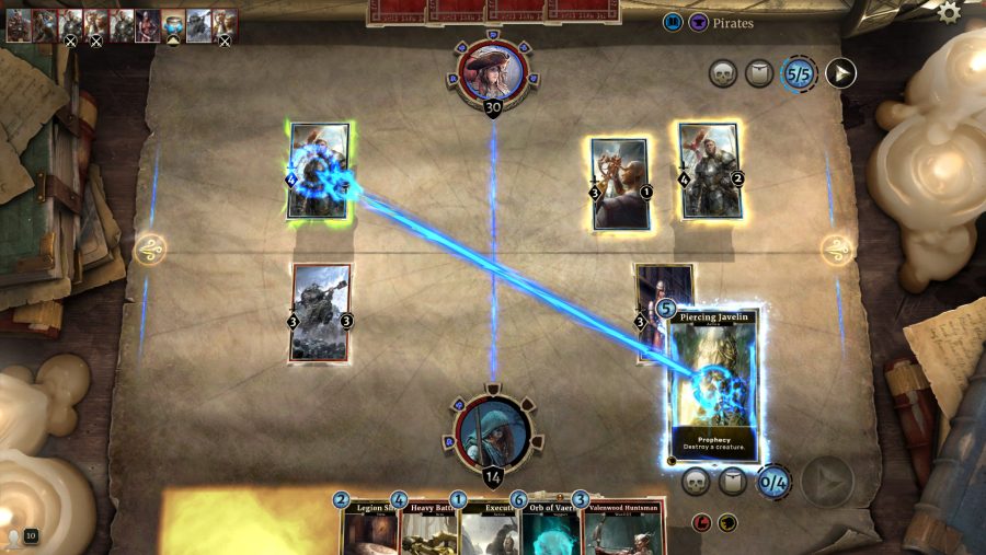 An attack is launched on an enemy in Elder Scrolls: Legends, one of the best card games