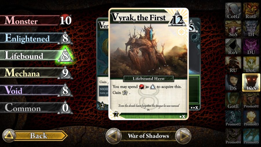 The card details for Vyrak, in Ascension, one of the best card games like Hearthstone