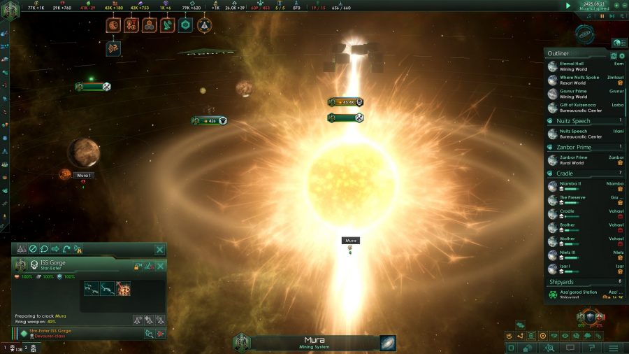 A star being destroyed in Stellaris: Nemesis
