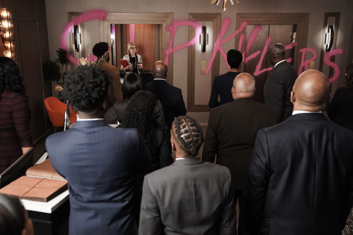 The lawyers of The Good Fight find their offices vandalized with “cop killers” written in graffiti.
