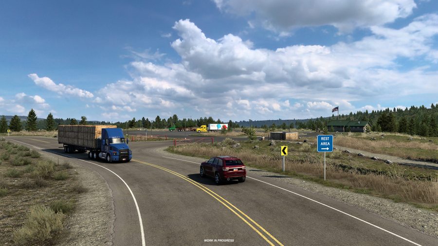 Wyoming's rest stops appear in American Truck Simulator