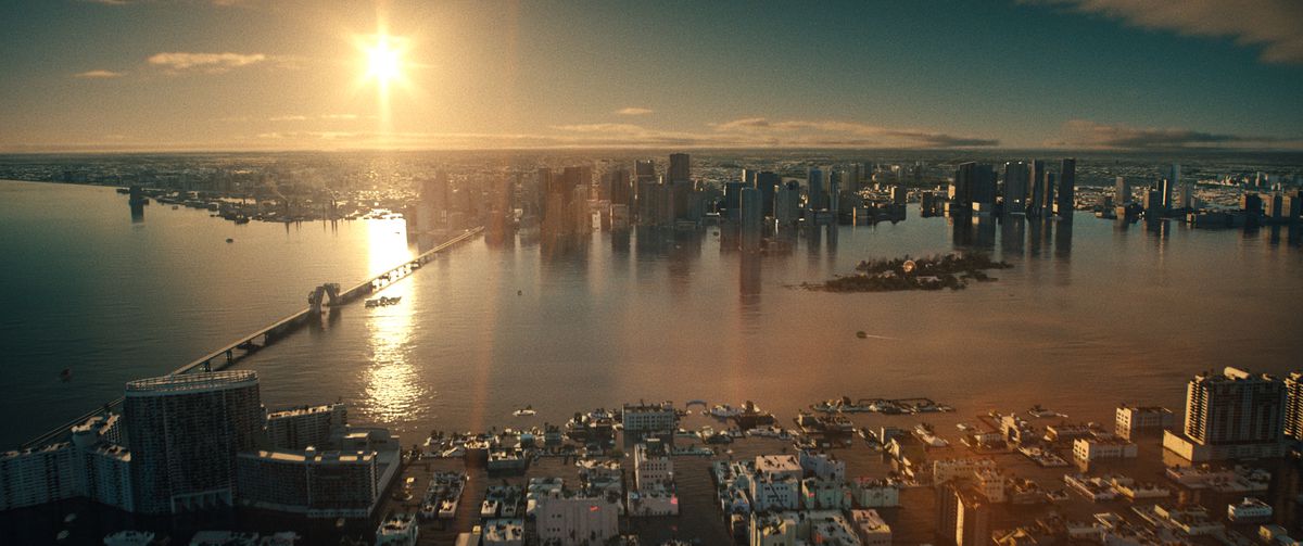 The half-sunken future city of Miami in Reminiscence