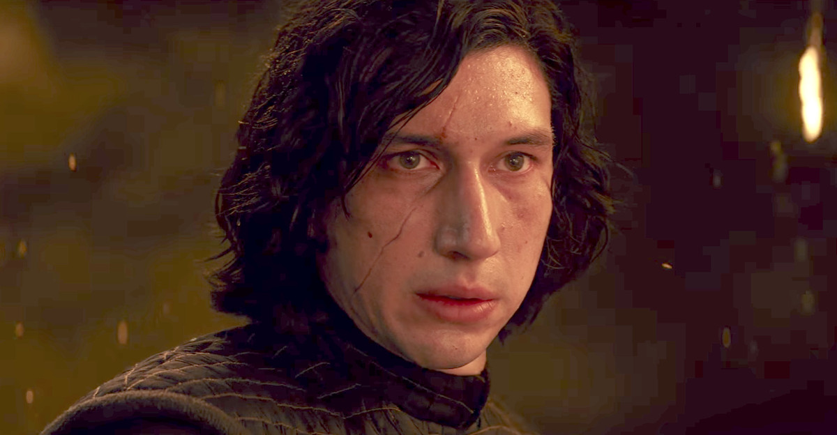 Adam Driver as Kylo Ren, looking extra angsty and in need of redemptive love