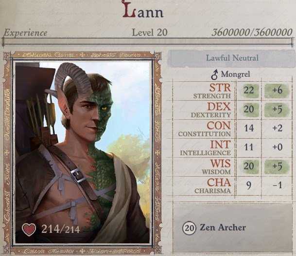 Attributes at Level 20 Lann Companion Build Pathfinder WotR