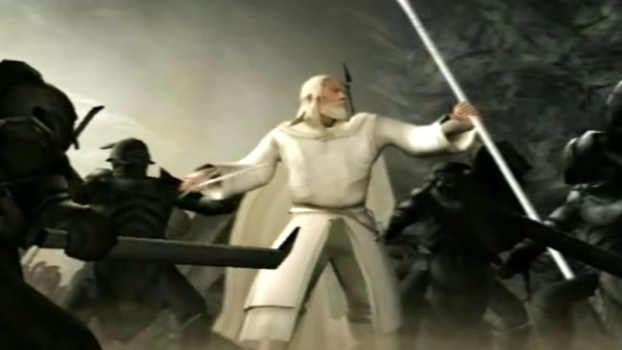 Gandalf battling Sauron's army in Lord of the Rings: Return of the King the game