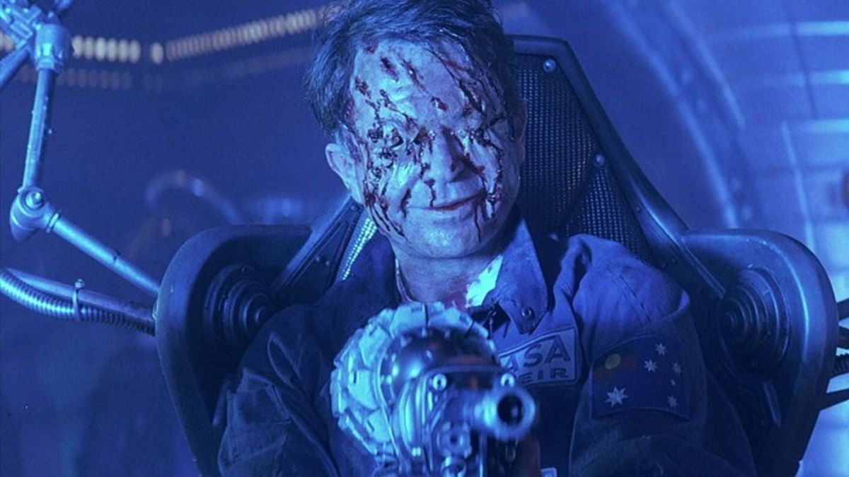 Sam Neill as Dr. William G. ‘Billy’ Weir, mutilated and driven mad aboard the Event Horizon.