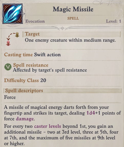 Magic Missile Spell Nenio Build Pathfinder Wrath of the Righteous Guide
