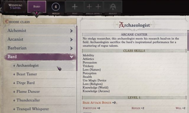 Archaeologist Bard at Level 5 Wenduag Companion Build Pathfinder WotR