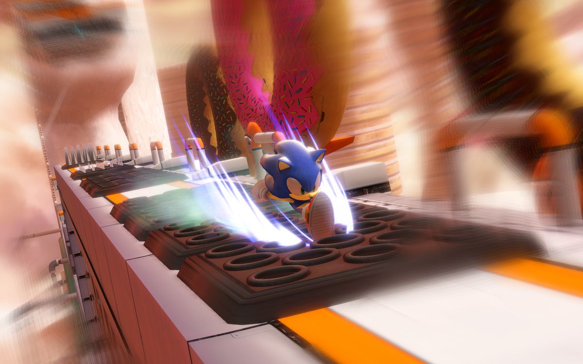 Sonic the Hedgehog races through Sweet Mountain in Sonic Colors Ultimate