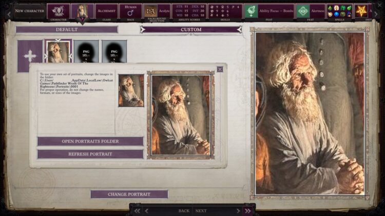 Pathfinder Wrath Of The Righteous How To Use A Custom Portrait 1a